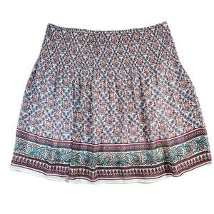 Max Studio Skirt Womens L Floral Smocked Boho Lightweight Sheer Spring Summer